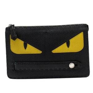 Fendi Monster clutch bag black yellow leather classic favorite